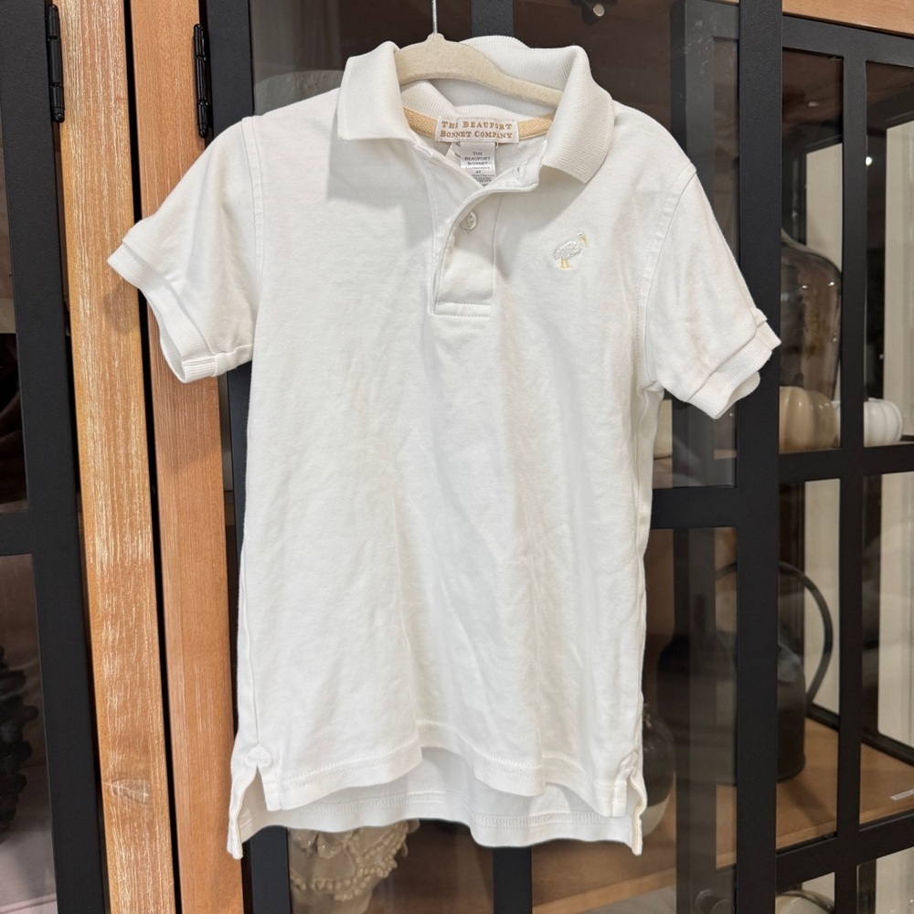 TBBC Prim & Proper Polo short sleeve toddler boys Worth Avenue White Stork pima - Picture 7 of 8